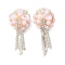 Handmade Polymer Clay Rhinestone Beads, Flower, with Resin and ABS Imitation Pearl and Iron Beads, Pink, 50~55x26~26.5x14.5~15mm, Hole: 1.6~1.8mm