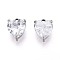 Glass Charms, Heart, with 304 Stainless Steel, Faceted, Stainless Steel Color, Clear, 8x6x4mm, Hole: 1.2mm