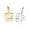 Brass Charms, with Jump Ring, Star, Mixed Color, 14x12x2mm, Hole: 3mm