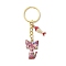 Alloy Enamel Cat Keychain, with Iron Ring, Fish Bone, Golden, Colorful, 82mm