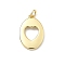 Brass Pendants, Oval Charms, Long-Lasting Plated, Cadmium Free & Lead Free, Real 18K Gold Plated, Heart, 20.5x13x2mm, Jump Ring: 5x1mm, Inner Diameter: 3mm
