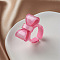 Bowknot Resin Cuff Rings for Women, with Glitter Powder, Pearl Pink, Inner Diameter: 18mm