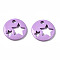Spray Painted Brass Charms, Flat Round with Star, Medium Orchid, 14.5x14.5x2.5mm, Hole: 2mm