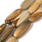 Natural Picture Jasper Beads Strands, Flat Oval, 30x12x5.5mm, Hole: 1.2mm, about 16pcs/strand, 14.96''(38cm)
