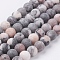 Natural Pink Zebra Jasper Beads Strands, Frosted, Round, 4mm, Hole: 0.8mm, about 83~90pcs/strand, 14.5 inch