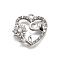 Brass Micro Pave Clear Cubic Zirconia Pendants, Heart with Flower & Elephant Pattern, Platinum, 14x15x3mm, Hole: 1.4mm