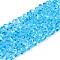 Transparent Glass Beads Strands, Triangle, Faceted, Deep Sky Blue, 3~3.5x4~4.5x4~4.5mm, Hole: 0.8mm, about 121~131pcs/strand, 14.37~15.35 inch(36.5~39cm)