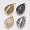 Brass Micro Pave Cubic Zirconia Pendants, with Jump Rings, Shell Shape, Mixed Color, 21x12.5x6mm, Hole: 3mm