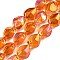 Electroplate Glass Beads Strands, Nuggets, Dark Orange, 12x9.5~10x7mm, Hole: 1mm, about 55pcs/strand, 25.98''(66cm)