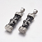 304 Stainless Steel Pendants, with Leather Cord, Rectangle with Cross, Black, Antique Silver & Stainless Steel Color, 45x13x10mm, Hole: 6x9mm