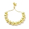Rack Plating Brass Round Bead Slider Bracelets for Women, Long-Lasting Plated, Nickel Free & Lead Free, Real 18K Gold Plated, 0.1cm, Inner Diameter: 1-1/2~2-3/8 inch(3.7~6cm)