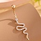 Snake Brass Micro Pave Clear Cubic Zirconia Curved Barbell Belly Rings, Golden, 45x11x7mm, Pin: 1.8mm, Head: 5mm