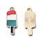 Zinc Alloy Pendants, with Enamel, Golden, Ice Cream, 24x8.5x1mm, Hole: 1.5mm