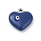304 Stainless Steel Enamel Pendants, Heart with Evil Eye Charm, Stainless Steel Color, 16.5x17x6.5mm, Hole: 1.4mm