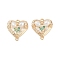 Brass Enamel & Natural Pearl Heart with Flower Connector Charms, Cadmium Free & Nickel Free & Lead Free, with Clear Cubic Zirconia, Real 18K Gold Plated, White, 20x19x5.5mm, Hole: 1.8mm
