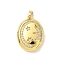 Brass Micro Pave Clear Cubic Zirconia Locket Pendants, Oval with Moon Charm, Real 18K Gold Plated, 25x18x7mm, Hole: 3.5x2.5mm, Inner Diameter: 19x13mm