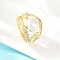 Brass Micro Pave Cubic Zirconia Finger Rings for Women, Round, with ABS Plastic Imitation Pearl, Real 18K Gold Plated, 16mm, US Size 8 1/4(18.3mm)