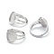 Adjustable Rhodium Plated 925 Sterling Silver Finger Ring Components, Oval, Real Platinum Plated, Tray: 10x14mm, 17mm