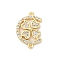 Brass Micro Pave Clear Cubic Zirconia Links Connector Charms, Golden, Clover, 10x15x2mm, Hole: 0.7mm
