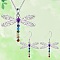 Dragonfly Alloy Rhinestone Pendant Necklaces & Dangle Earrings Sets, Platinum, 450mm