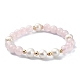 Natural Rose Quartz & Pearl Beaded Stretch Bracelet for Women BJEW-JB09384-02-1