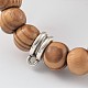 Round Wood Beaded Stretch Bracelets X-BJEW-JB02170-2
