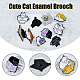 Dicosmetic 16 個 8 スタイル猫エナメルピン  バックパックの服のための漫画の合金のバッジ  電気泳動黒  ミックスカラー  24~28x25~39x2mm  2個/スタイル JEWB-DC0001-03-4