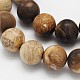 Dépoli rondes naturelles pétrifiés perles de bois brins G-N0166-71-10mm-2