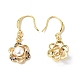 Natural Pearl Beaded Flower Dangle Earrings with Cubic Zirconia EJEW-B017-13G-2