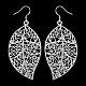 Silver Color Plated Brass Leaf Dangle Earrings EJEW-BB11852-2