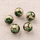 Flower Picture Printed Glass Round Beads GLAA-J089-12mm-B01-1