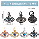 SUPERFINDINGS 8Pcs 4 Colors  Brass Micro Pave Clear Cubic Zirconia Charms KK-FH0003-89-2