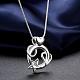 Silver Plated Brass Heart and Star Pendant Necklaces for Women NJEW-BB01550-4