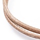 ユニセックス韓国ワックスポリエステルコードブレスレット  多連ブレスレット  真鍮のビーズで  砂茶色  7-1/8インチ（18cm） BJEW-JB04597-03-2