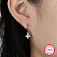 Rhodium Plated 925 Sterling Silver Micro Pave Cubic Zirconia Hoop Earrings WO5296-1-2