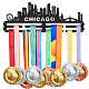 鉄メダル ハンガー ホルダー ディスプレイ ウォール ラック  ネジ付き  シカゴ  建物  150x400mm ODIS-WH0021-744-1
