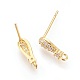 Brass Micro Pave Cubic Zirconia Stud Earring Findings ZIRC-G146-04G-RS-2