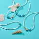 4 Uds 4 estilo perla natural y concha y conjunto de collares de cuentas de turquesa sintética teñida NJEW-JN04039-2