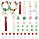 CHGCRAFT 46Pcs Christmas Silicone Beads Bulk Wristlet Making Kit Including Bell Tree Snowman Silicone Wood Polygon Beads Imitation Feather Tassel Big Pendants Decorations for DIY Keychain Bracelet DIY-CA0005-77-1