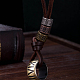 Einstellbar Retro-Zink-Legierung Anhänger und Lederband Lariat Halsketten für Männer NJEW-BB15980-6