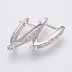 Brass Micro Pave Cubic Zirconia Hoop Earring Findings with Latch Back Closure ZIRC-K075-30P-1