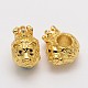 Lion King's Head Brass Micro Pave Cubic Zirconia European Beads ZIRC-P013-07G-FF-1