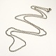 Long Rolo Chain Brass Mouse Cage Pendant Necklaces NJEW-D233-07-2