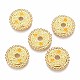 真鍮製エナメルビーズ  星と黄色の星とフラットラウンド  18KGP本金メッキ  淡いチソウ  15.6x2mm  穴：2.7mm KK-B023-02G-A-1