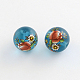 Flower Picture Glass Round Beads GFB-R004-14mm-F06-1