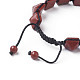 Natürliche rote Jaspis geflochtene Perlen Armbänder BJEW-I273-J06-3