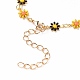 Braccialetti con maglie in smalto floreale in ottone dorato BJEW-JB05664-01-3