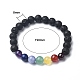 Bracelets extensibles en perles de pierre de lave naturelle chakra BJEW-JB02225-01-5