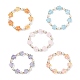 5 Uds. Conjunto de pulseras elásticas con cuentas de perlas de imitación y flor de ciruelo de vidrio de 5 colores BJEW-JB08943-1