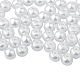 Perlas redondas de perlas de vidrio blanco de 4 mm de brillo satinado para la fabricación de joyas HY-PH0002-01-B-2